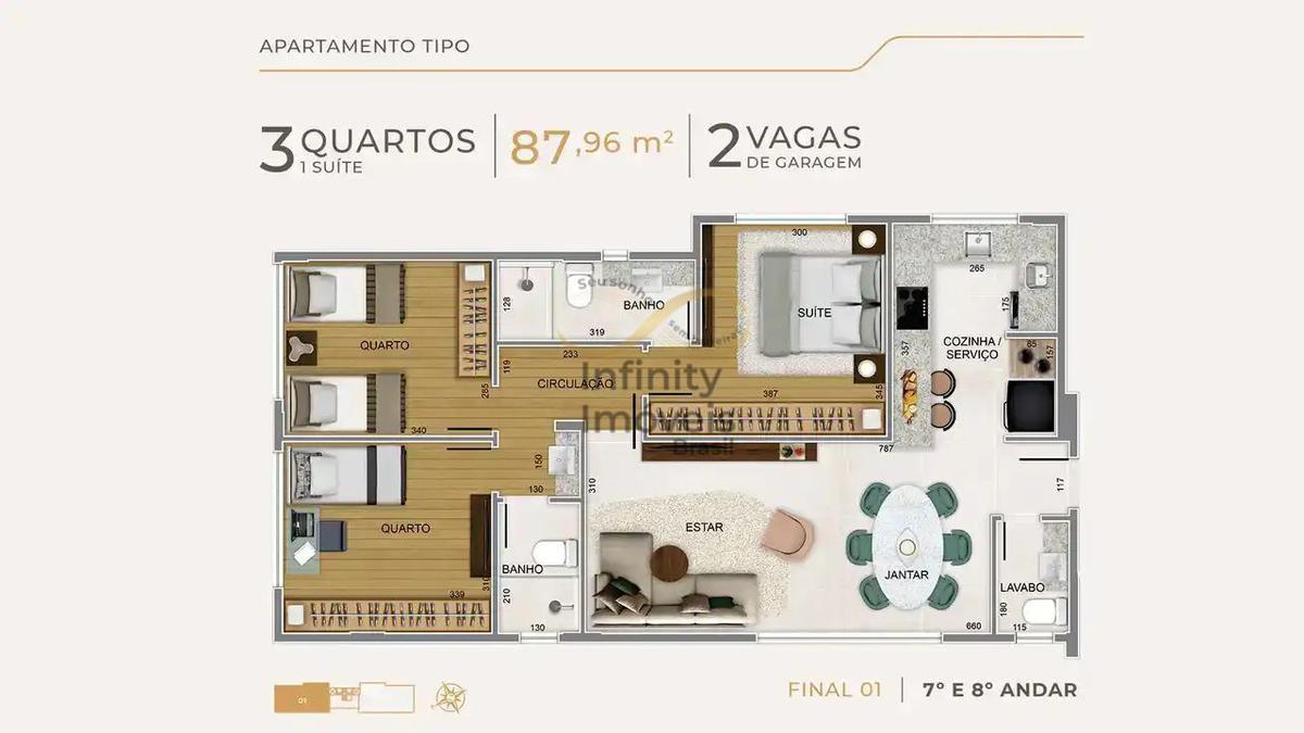 Apartamento, Funcionários, 3 Quartos