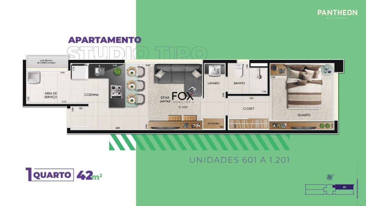 Cobertura, Barro Preto, 1 Quarto, 2 Vagas