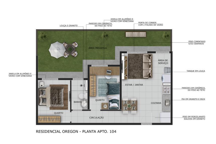 Apartamento, Havaí, 2 Quartos, 1 Vaga, 1 Suíte