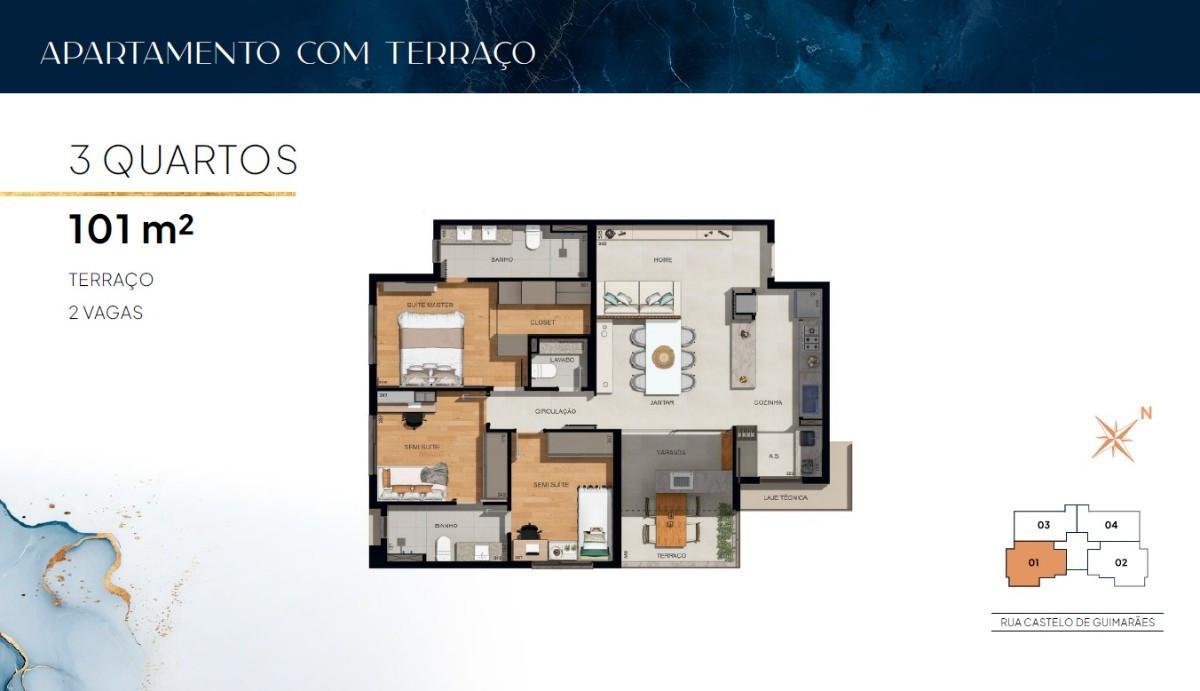 Apartamento, Castelo, 3 Quartos, 2 Vagas, 1 Suíte