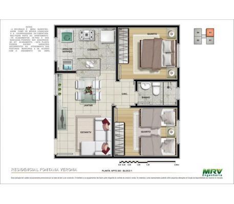 Apartamento, Centro, 2 Quartos, 1 Vaga