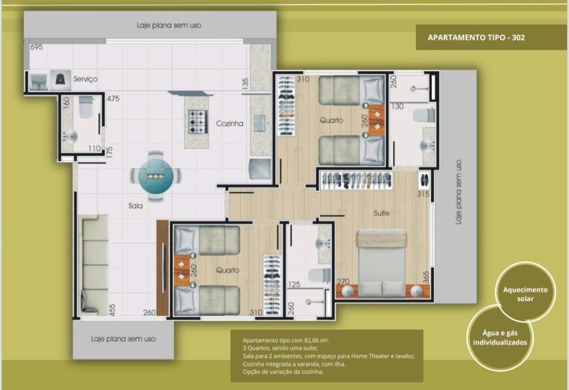 Apartamento, Vila Paris, 3 Quartos, 2 Vagas, 1 Suíte