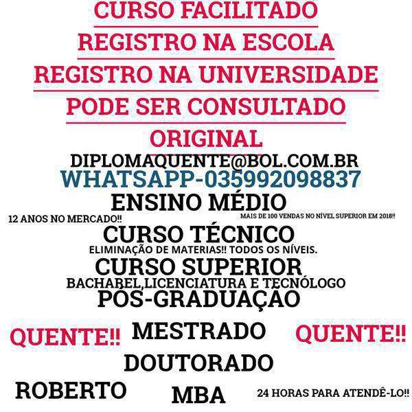 Carreira Profissional: Bacharel,licenciatura,tecnólogo,curso Técnico,curso Médio-035992098837-whatsapp