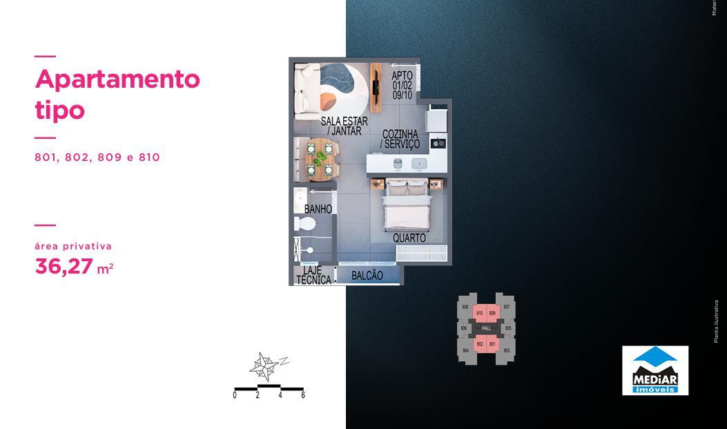 Apartamento, Santa Efigênia, 1 Quarto, 0 Vaga, 1 Suíte