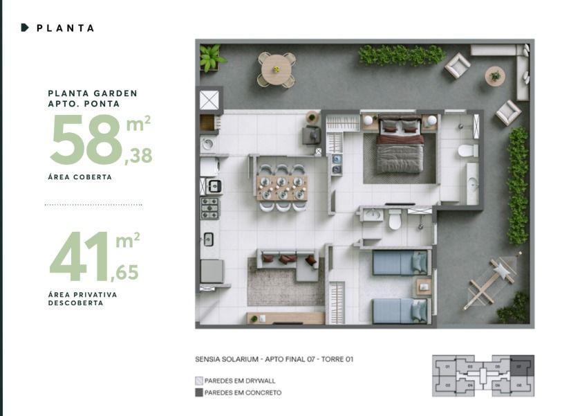 Apartamento, Cabral, 2 Quartos, 1 Vaga
