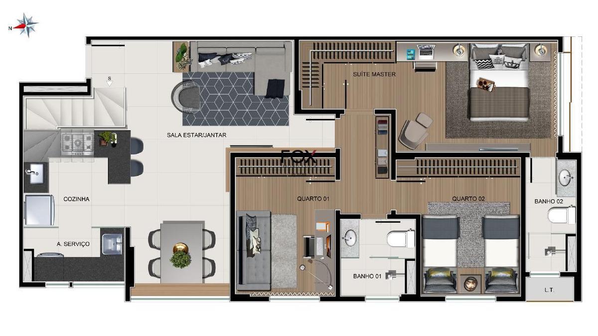 Apartamento, Funcionários, 3 Quartos, 2 Vagas, 1 Suíte