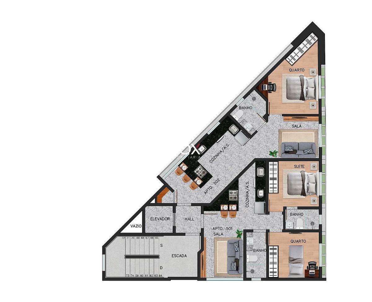 Cobertura, Funcionários, 1 Quarto, 2 Vagas