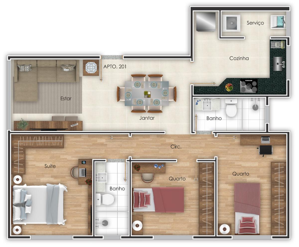 Apartamento, Sagrada Família, 3 Quartos, 2 Vagas, 1 Suíte