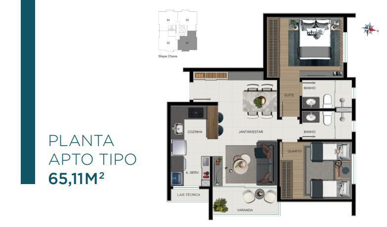 Apartamento, Nova Granada, 2 Quartos, 2 Vagas, 1 Suíte