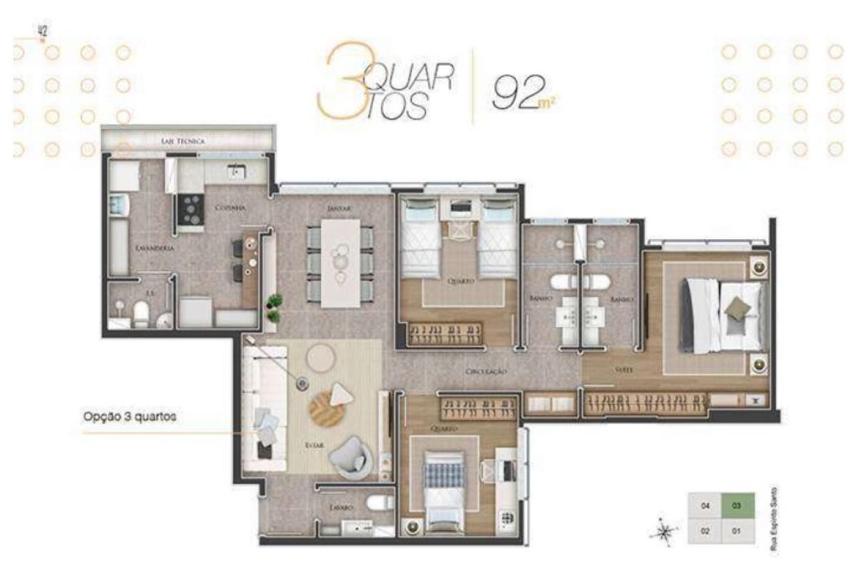 Apartamento, Lourdes, 3 Quartos, 2 Vagas, 1 Suíte