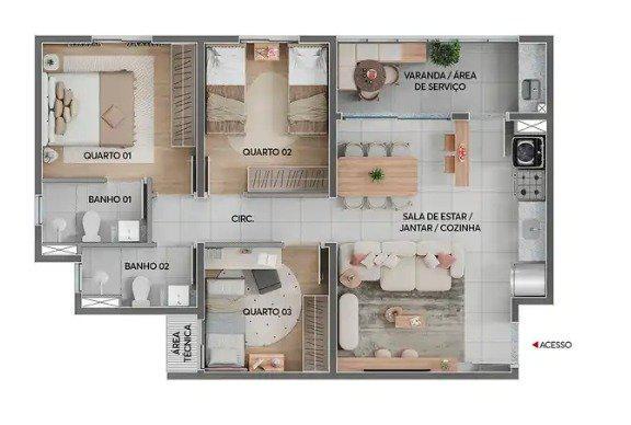 Apartamento, Dom Cabral, 3 Quartos, 1 Vaga, 1 Suíte