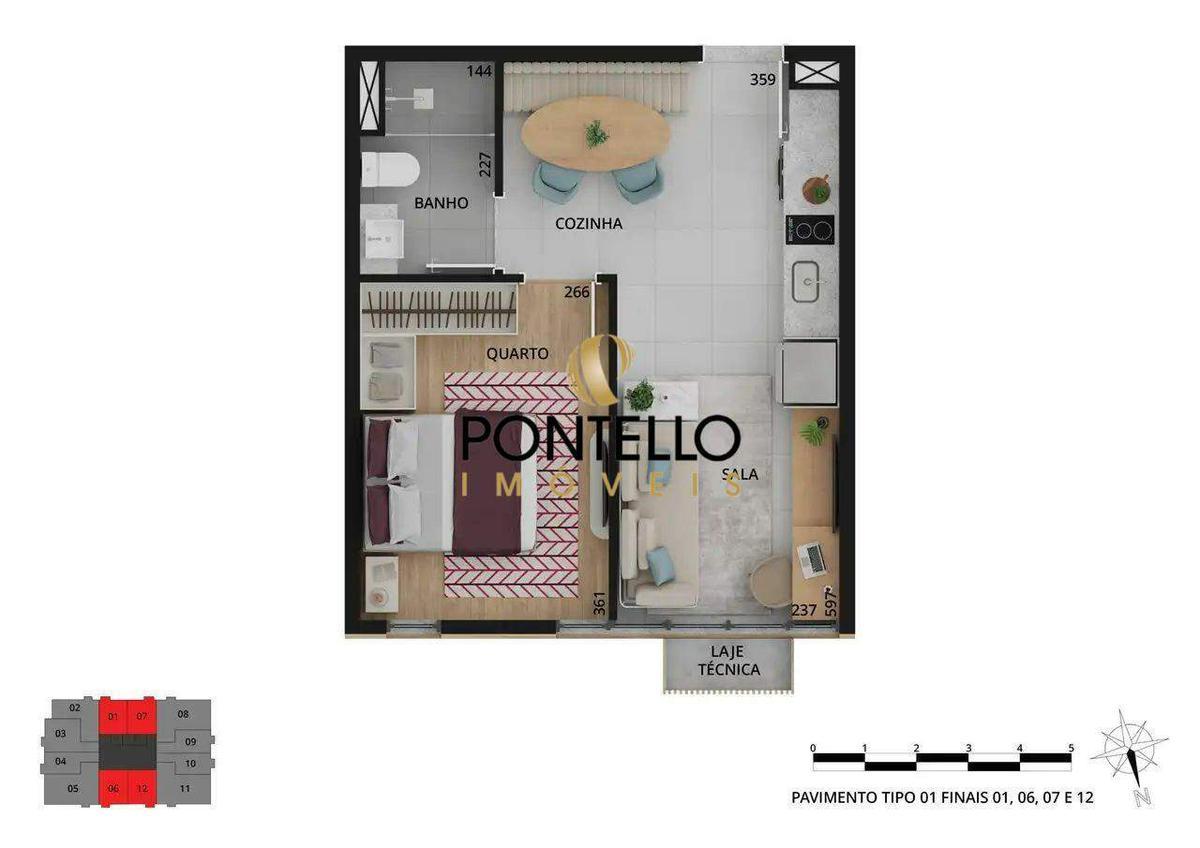 Apartamento, Savassi, 1 Quarto, 0 Vaga
