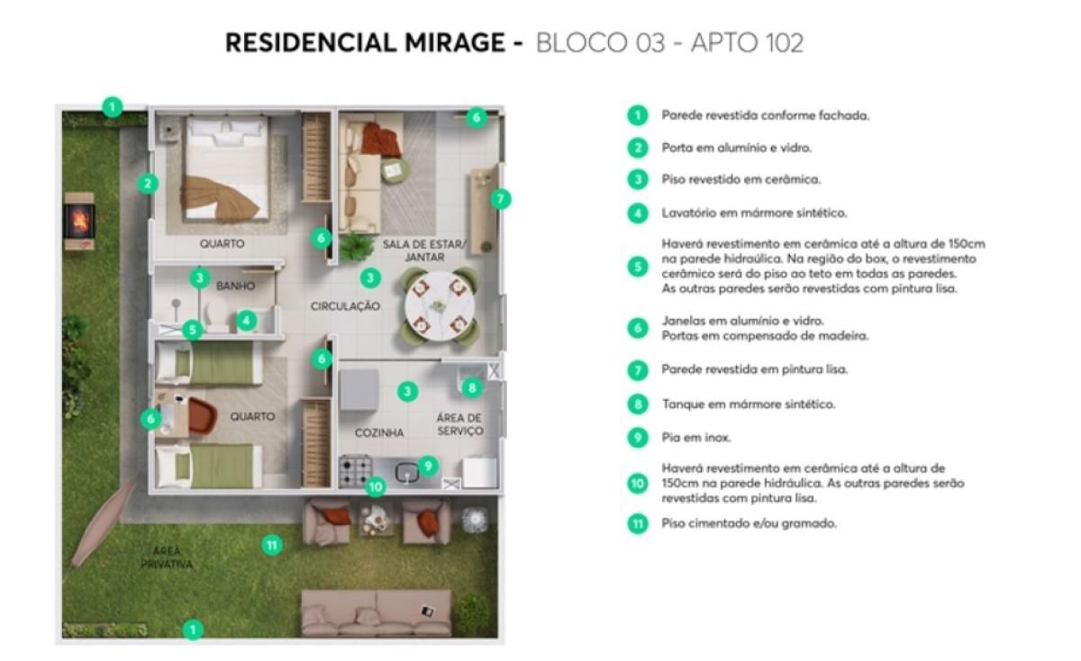 Apartamento, Praia, 2 Quartos, 1 Vaga