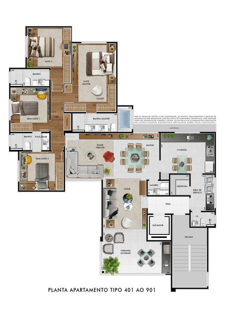 Apartamento, Castelo, 4 Quartos, 4 Vagas, 3 Suítes