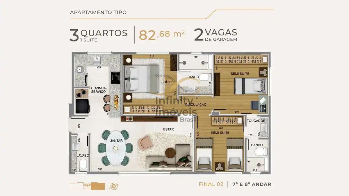 Apartamento, Funcionários, 3 Quartos