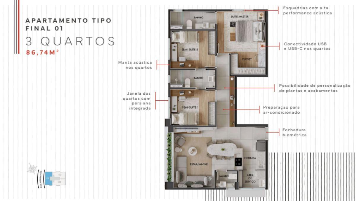 Apartamento, Santa Efigênia, 3 Quartos, 2 Vagas, 2 Suítes