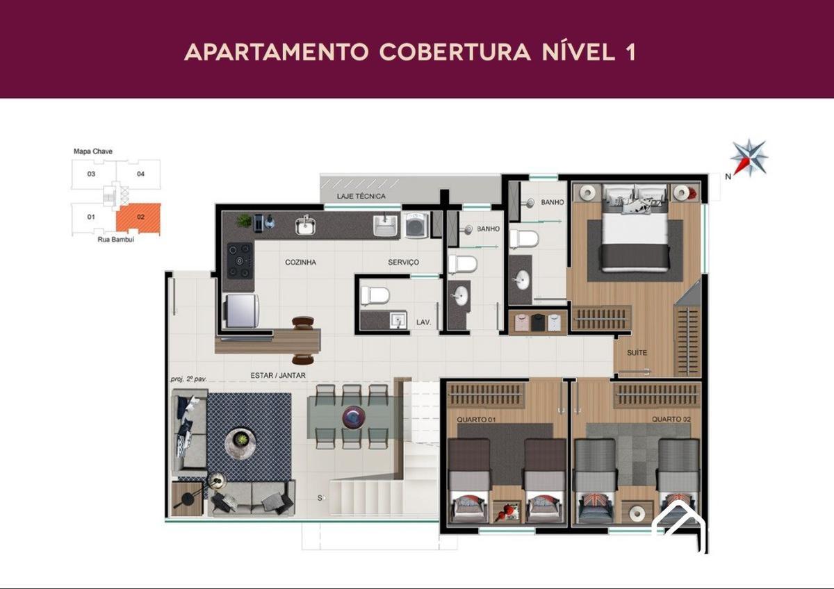 Cobertura, Cruzeiro, 3 Quartos, 2 Vagas, 1 Suíte