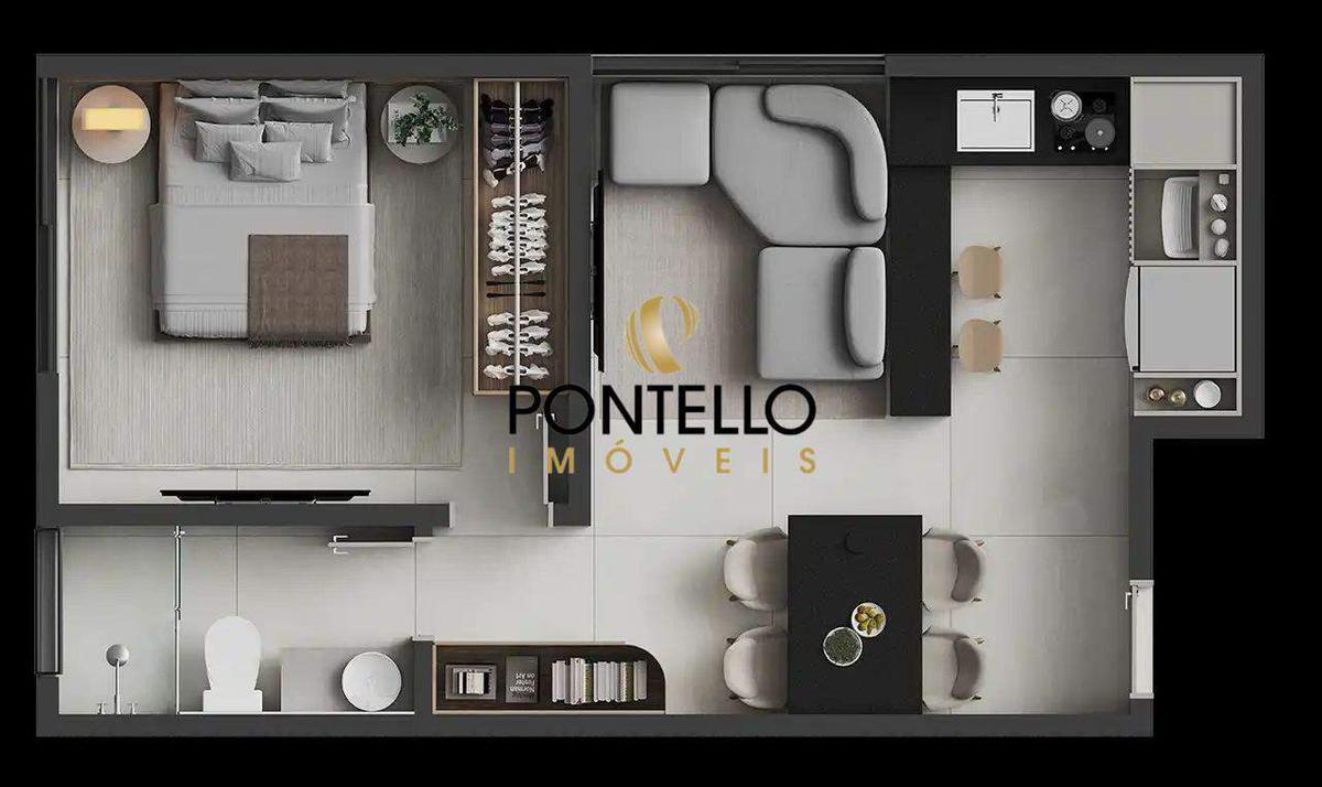 Apartamento, Centro, 1 Quarto, 0 Vaga