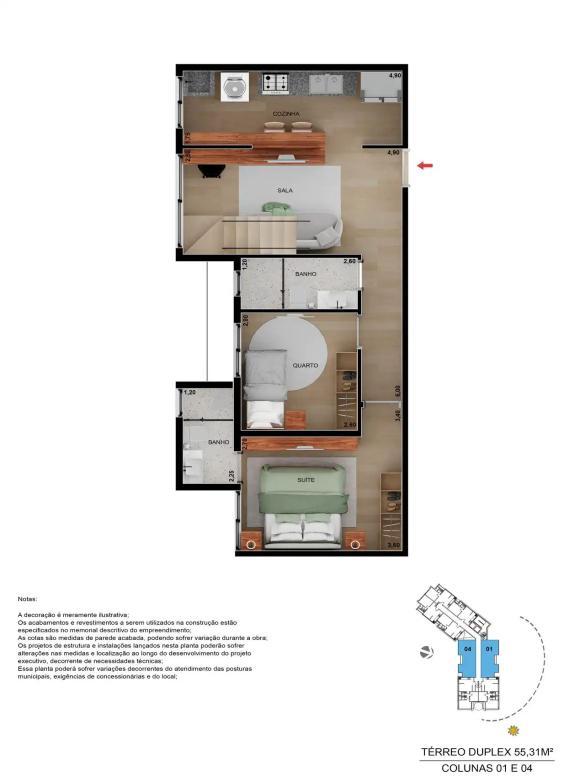 Apartamento, Serra, 1 Quarto, 0 Vaga, 1 Suíte