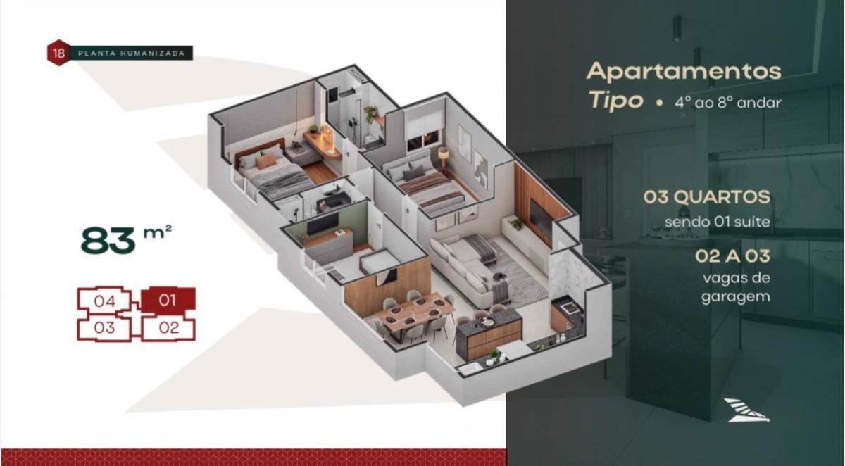 Apartamento, Coração Eucarístico, 3 Quartos, 3 Vagas, 1 Suíte