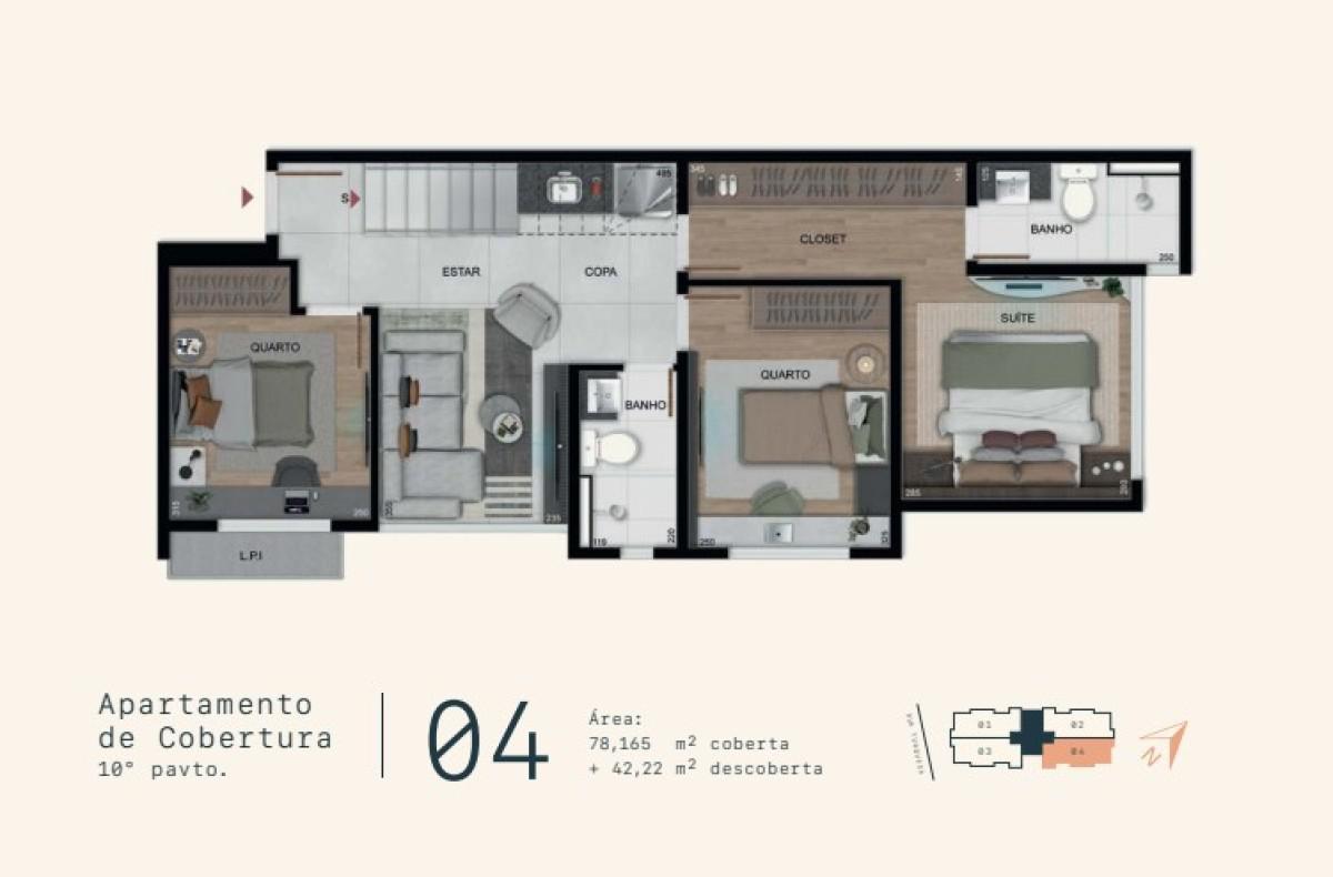 Cobertura, Prado, 2 Quartos, 2 Vagas, 1 Suíte