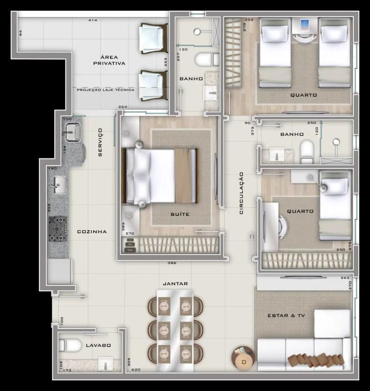 Apartamento, Floresta, 3 Quartos, 2 Vagas, 1 Suíte