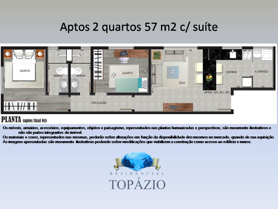 Apartamento, Ressaca, 2 Quartos, 1 Vaga, 1 Suíte