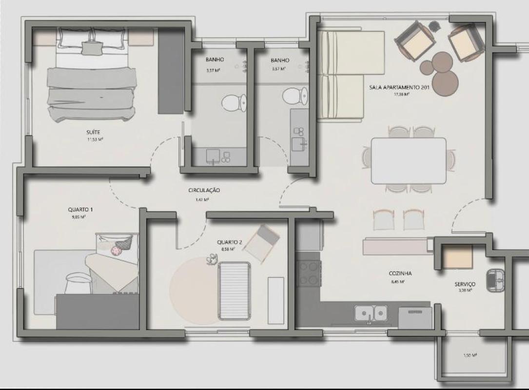 Apartamento, São Luiz (pampulha), 2 Quartos, 2 Vagas, 1 Suíte
