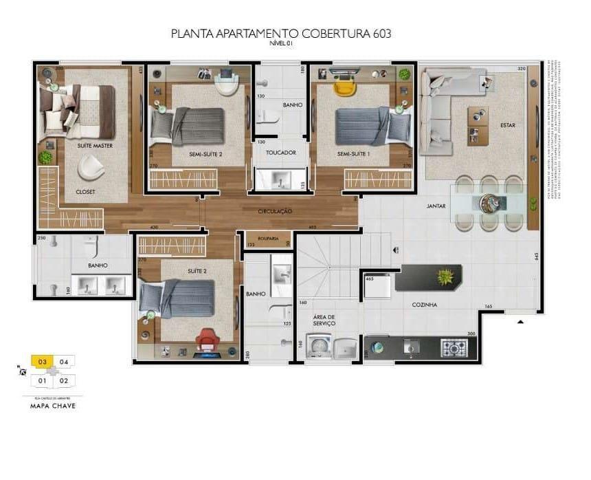 Cobertura, Castelo, 4 Quartos, 4 Vagas, 4 Suítes