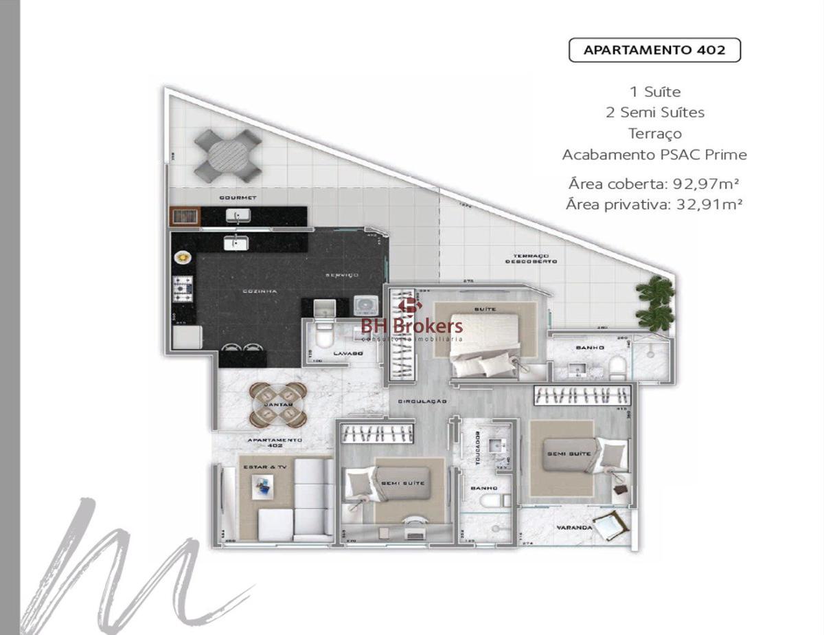 Apartamento, Lourdes, 3 Quartos, 2 Vagas, 3 Suítes
