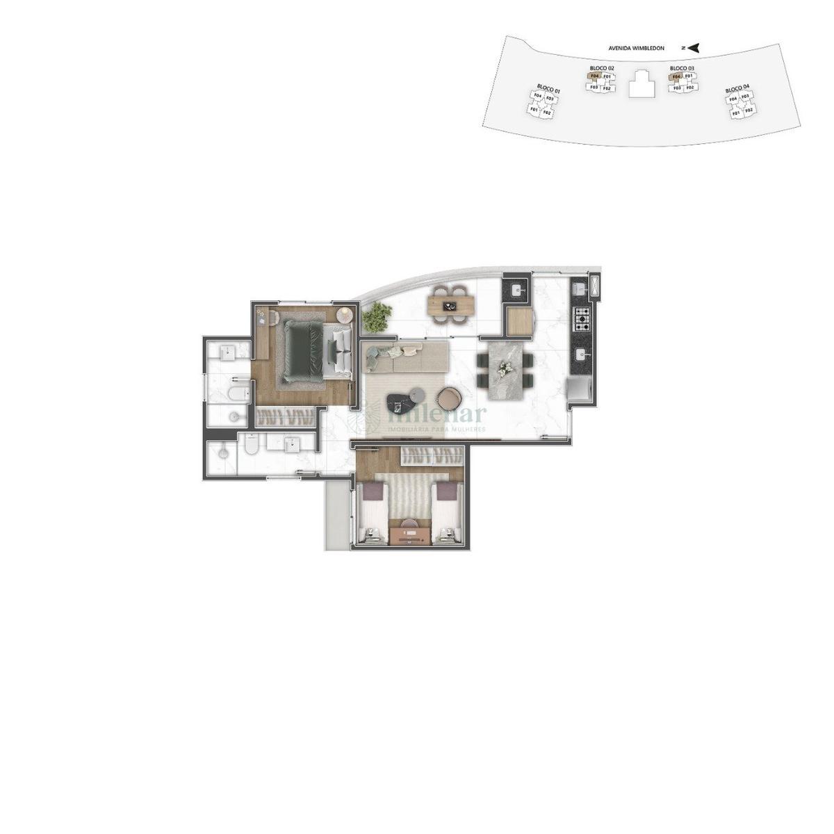 Apartamento, Alphaville - Lagoa dos Ingleses, 2 Quartos, 2 Vagas, 1 Suíte