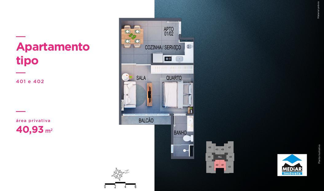 Apartamento, Santa Efigênia, 1 Quarto, 0 Vaga, 1 Suíte