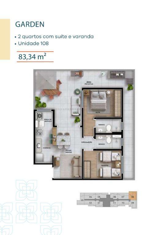Apartamento, Serrano, 2 Quartos, 1 Vaga