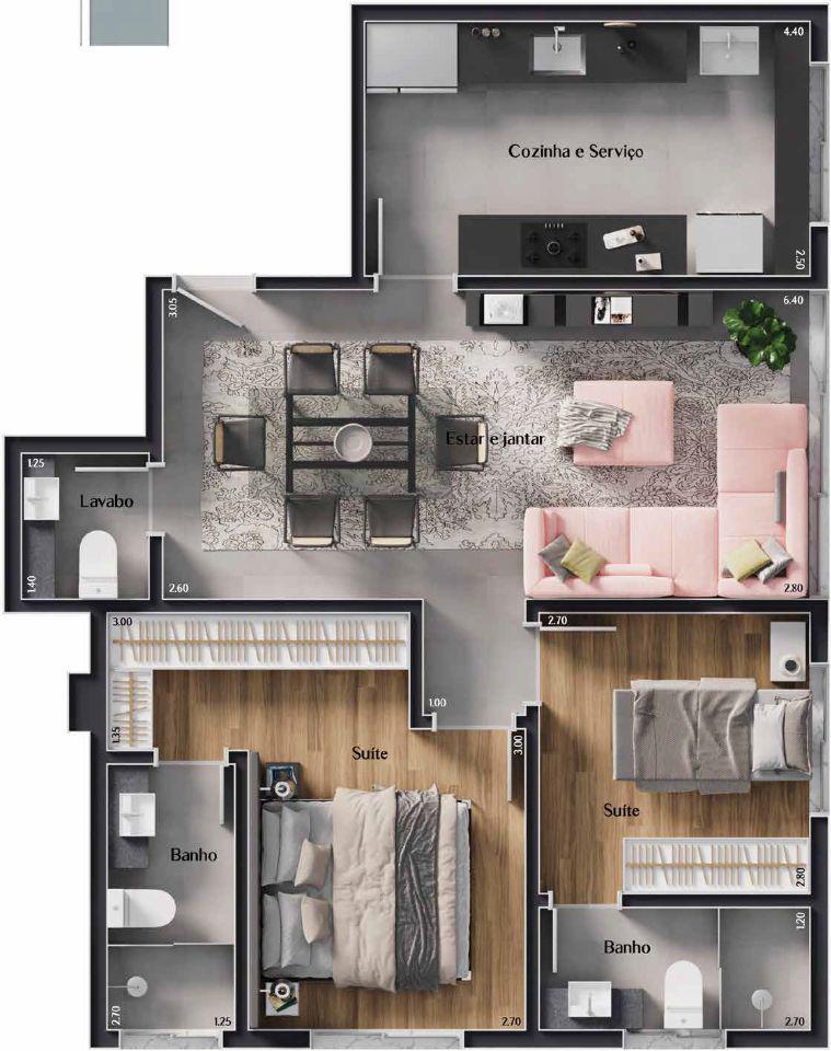 Apartamento, Lourdes, 3 Quartos, 2 Vagas, 2 Suítes