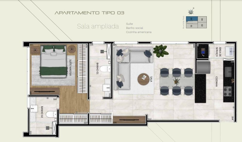 Cobertura, Funcionários, 2 Quartos, 2 Vagas, 1 Suíte