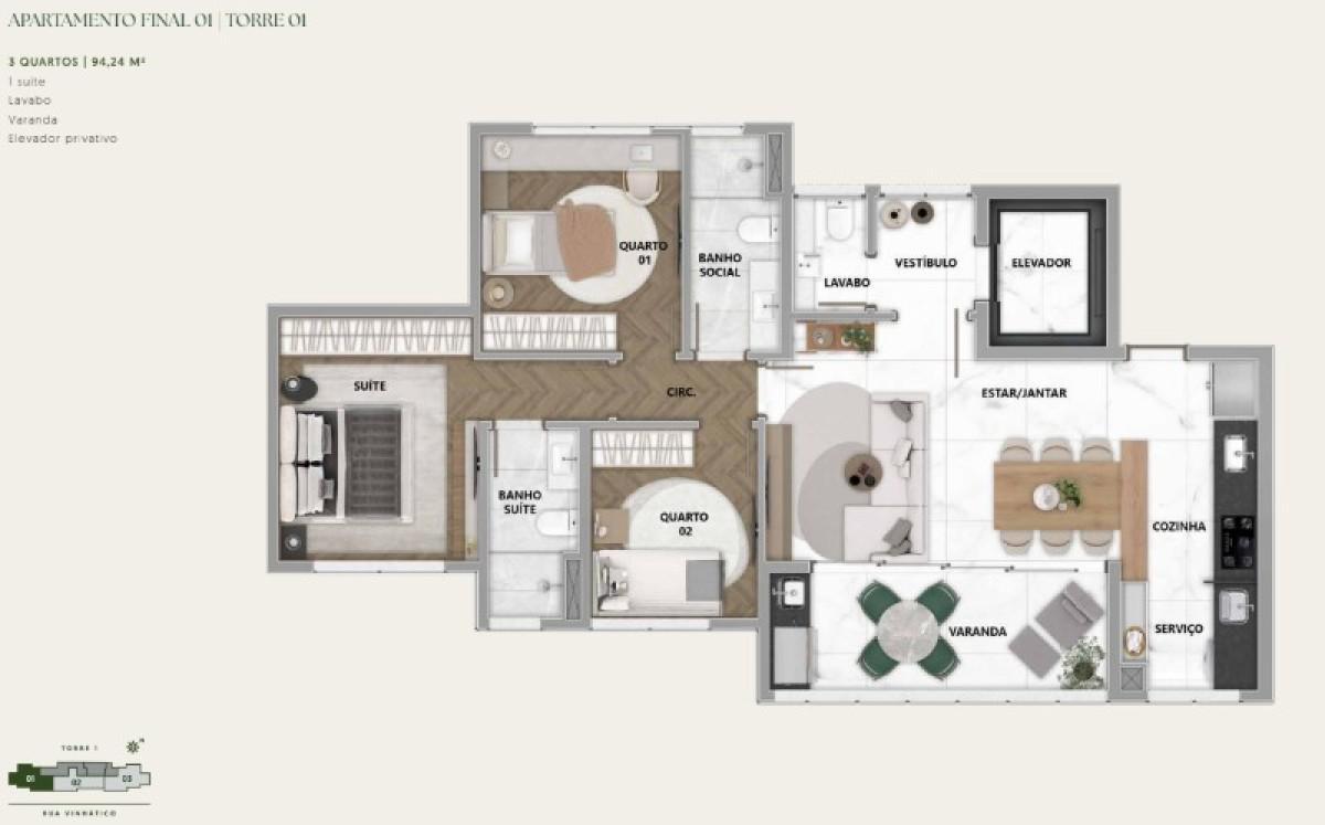 Apartamento, Vale do Sereno, 3 Quartos, 2 Vagas, 1 Suíte