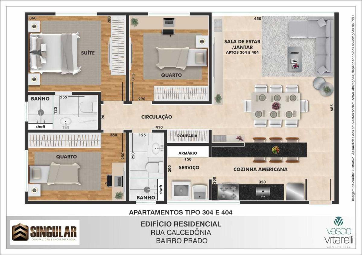 Apartamento, Prado, 3 Quartos, 2 Vagas, 1 Suíte