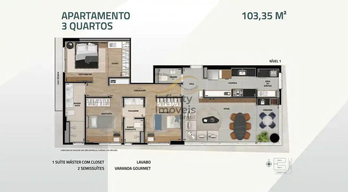 Apartamento, Santo Agostinho, 3 Quartos