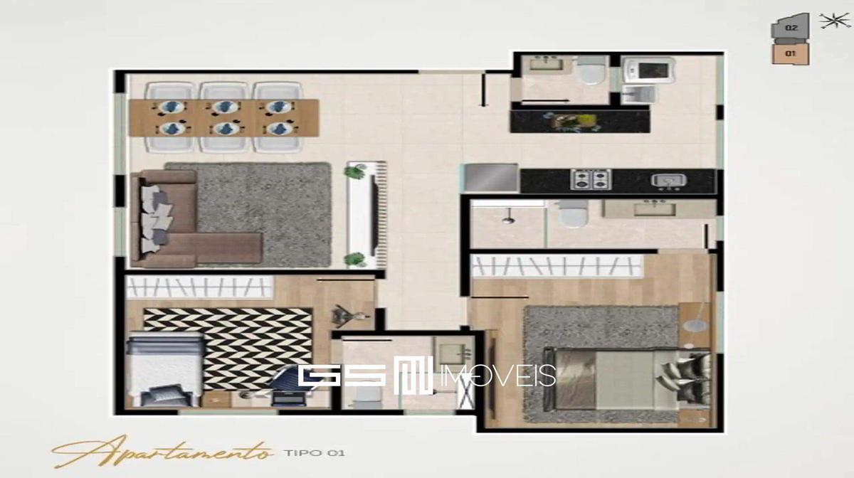 Apartamento, Vila Paris, 2 Quartos, 2 Vagas, 1 Suíte