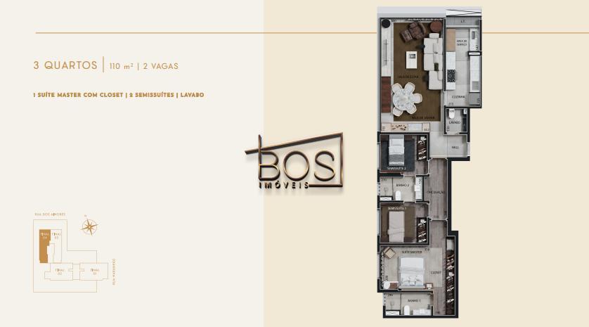 Apartamento, Funcionários, 3 Quartos, 2 Vagas, 3 Suítes