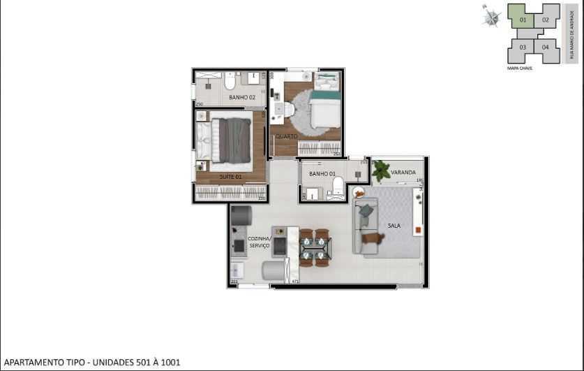 Apartamento, Santa Branca, 2 Quartos, 1 Vaga, 1 Suíte