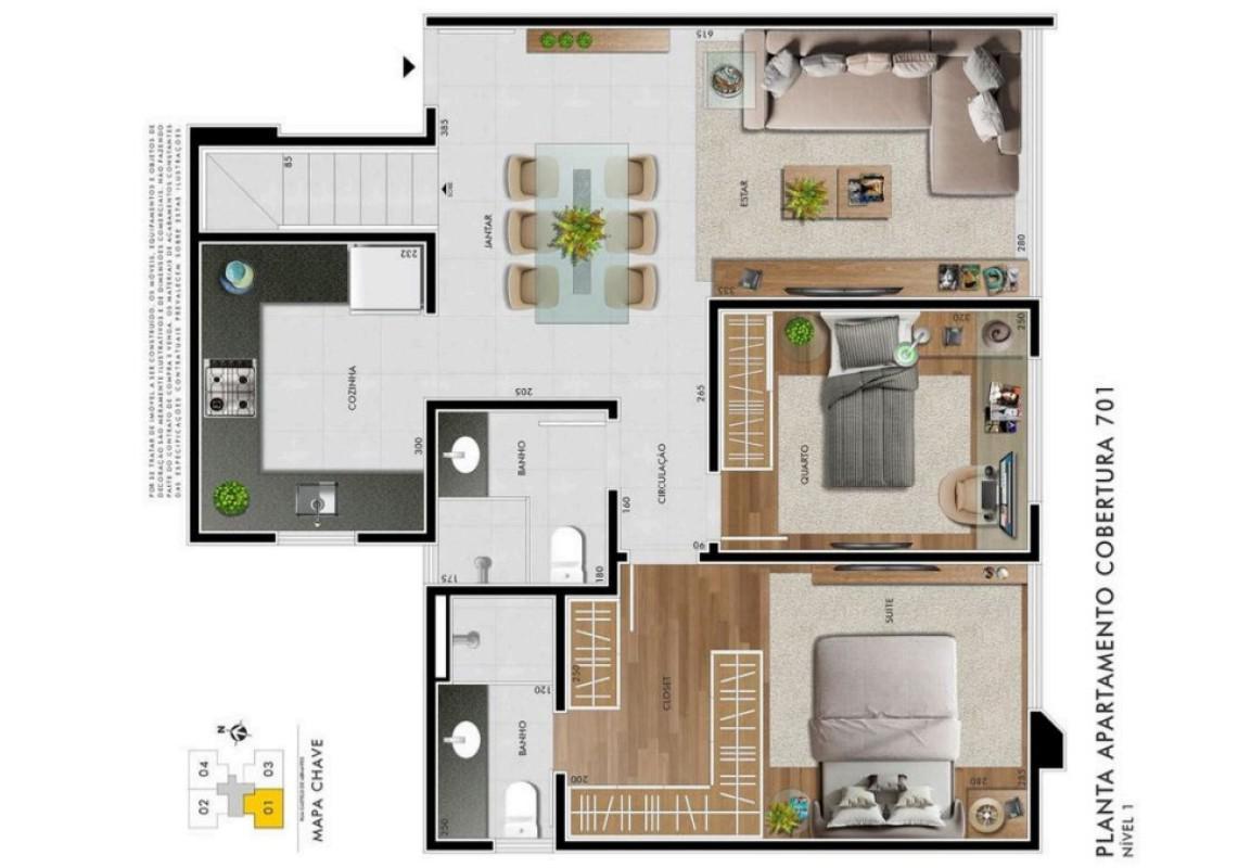 Cobertura, Castelo, 2 Quartos, 1 Vaga, 1 Suíte