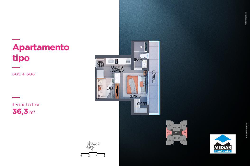 Apartamento, Santa Efigênia, 1 Quarto, 0 Vaga, 1 Suíte