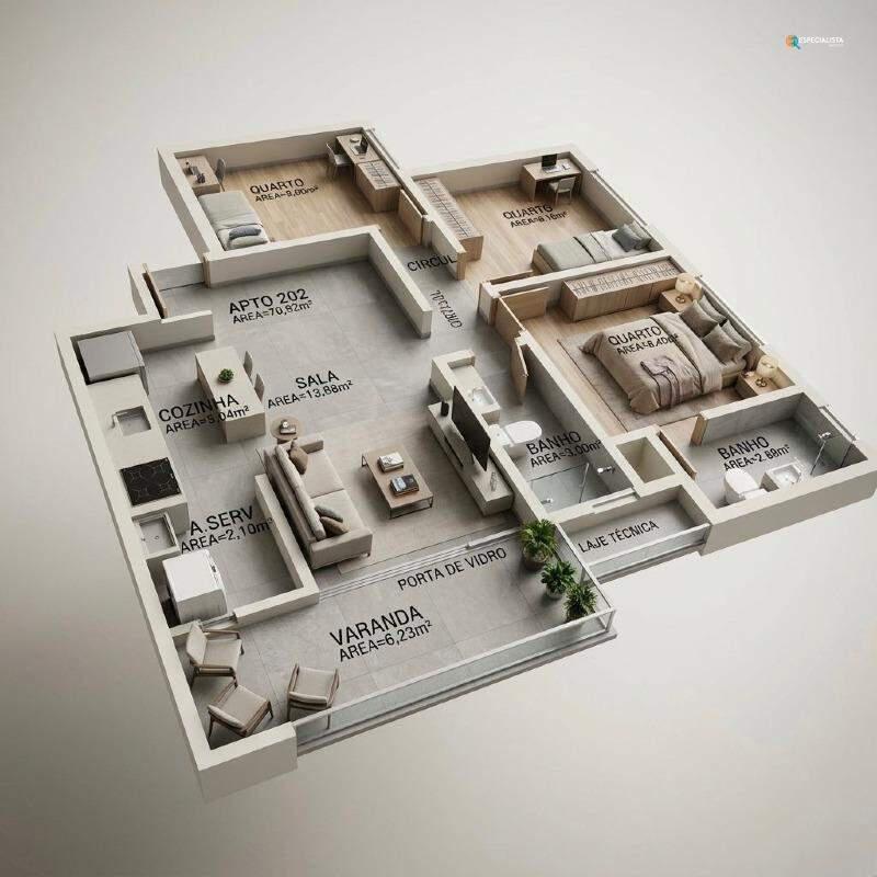 Apartamento, Boa Esperança, 3 Quartos, 2 Vagas, 1 Suíte