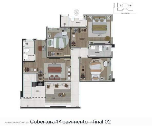 Cobertura, Prado, 4 Quartos, 2 Vagas, 2 Suítes