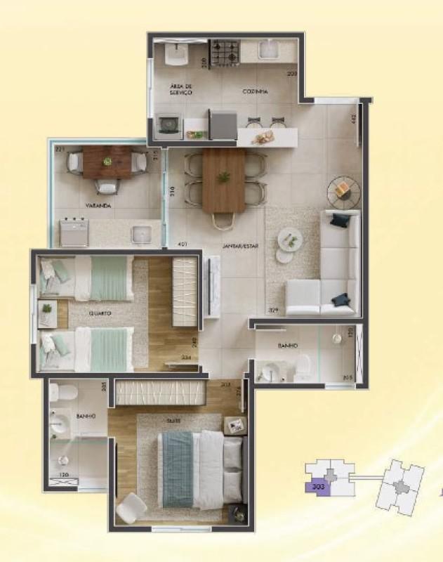 Apartamento, Fonte Grande, 2 Quartos, 1 Vaga, 1 Suíte