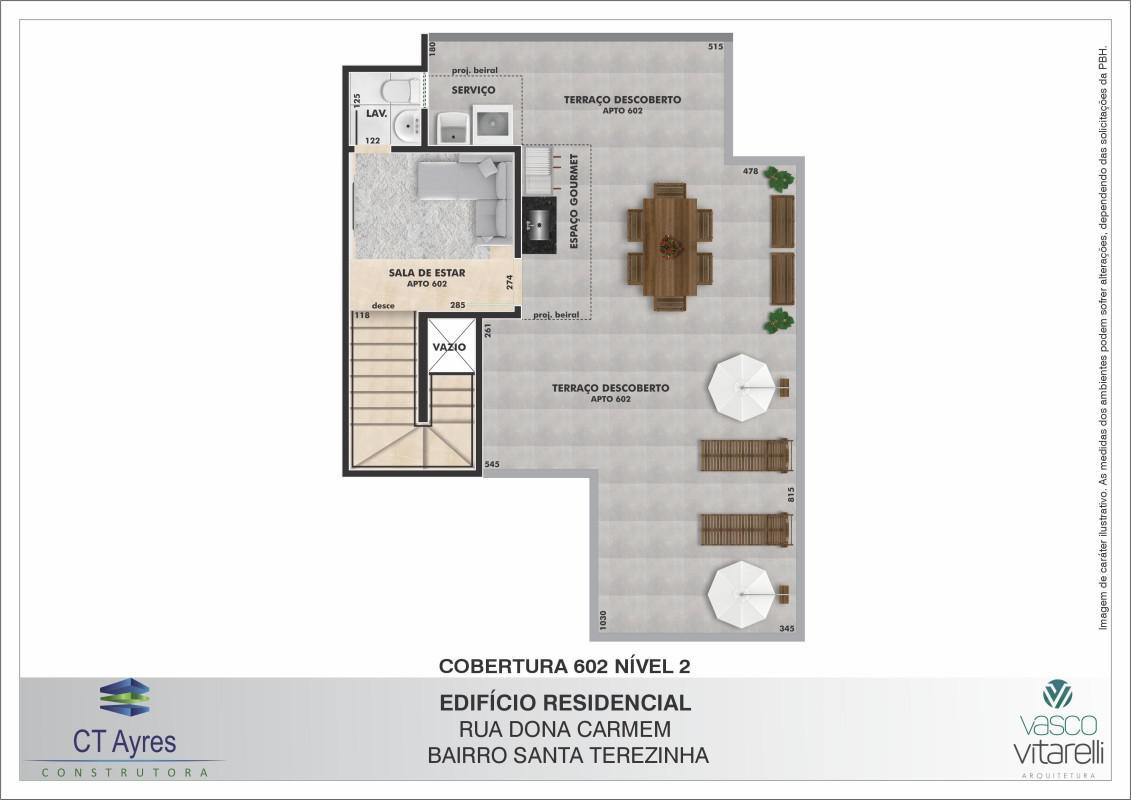 Cobertura, Santa Terezinha, 2 Quartos, 3 Vagas, 1 Suíte