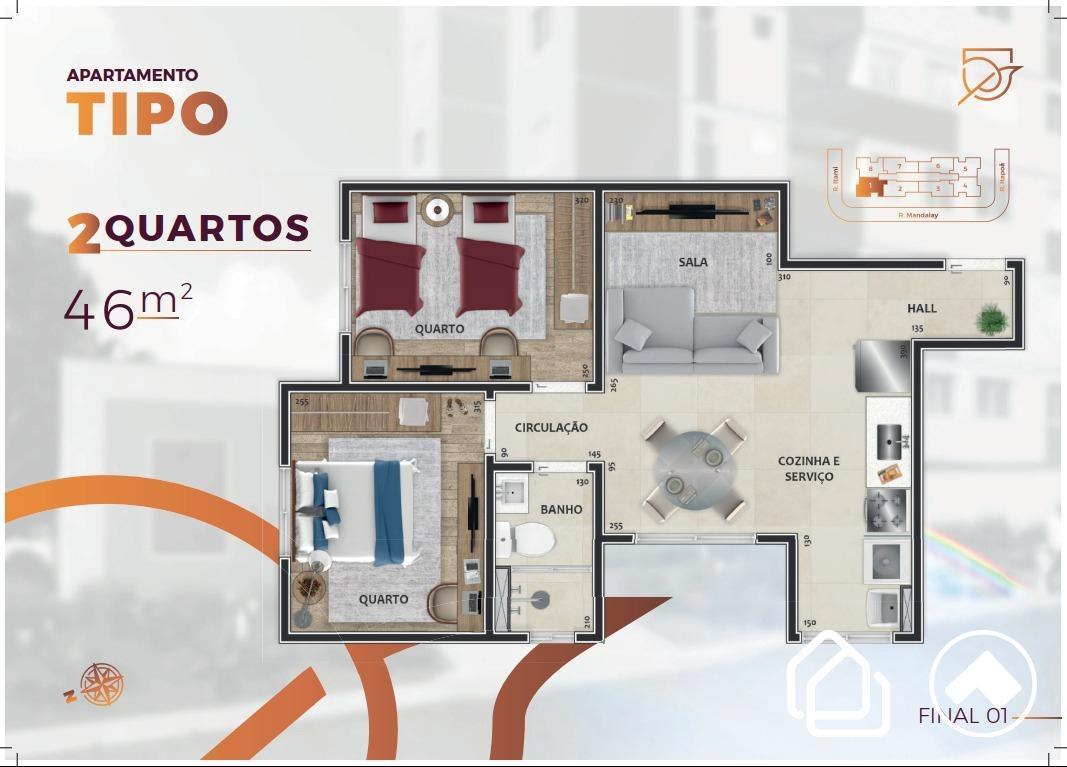Cobertura, Guarani, 2 Quartos, 1 Vaga