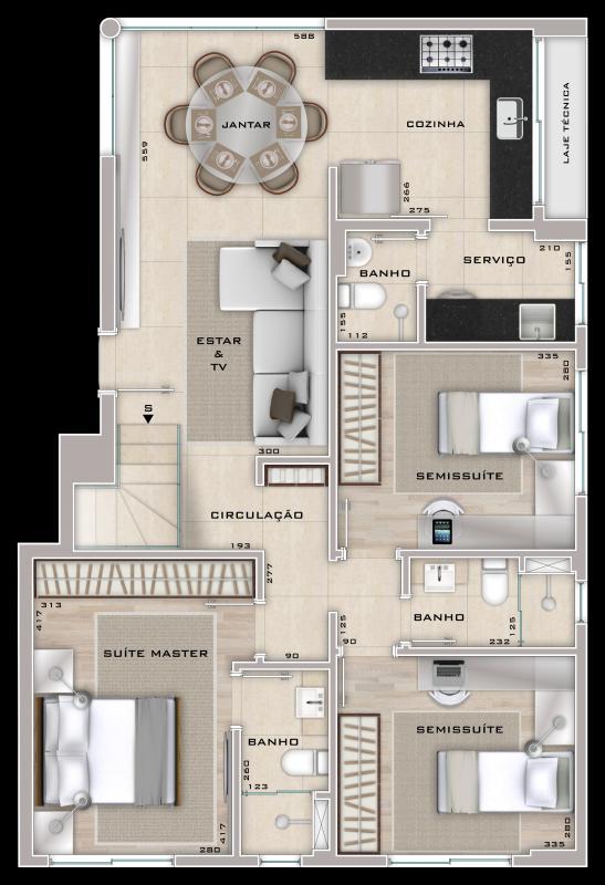 Cobertura, Santo Antônio, 2 Quartos, 2 Vagas, 1 Suíte