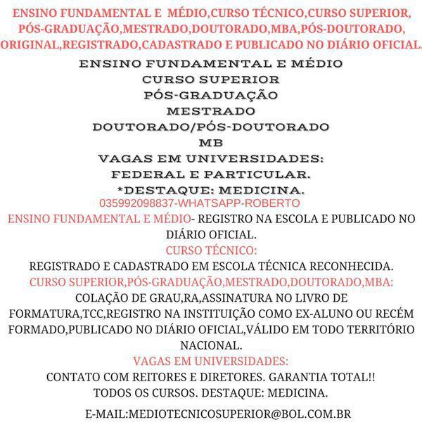 Curso Superior,médio,técnico(035992098837)
